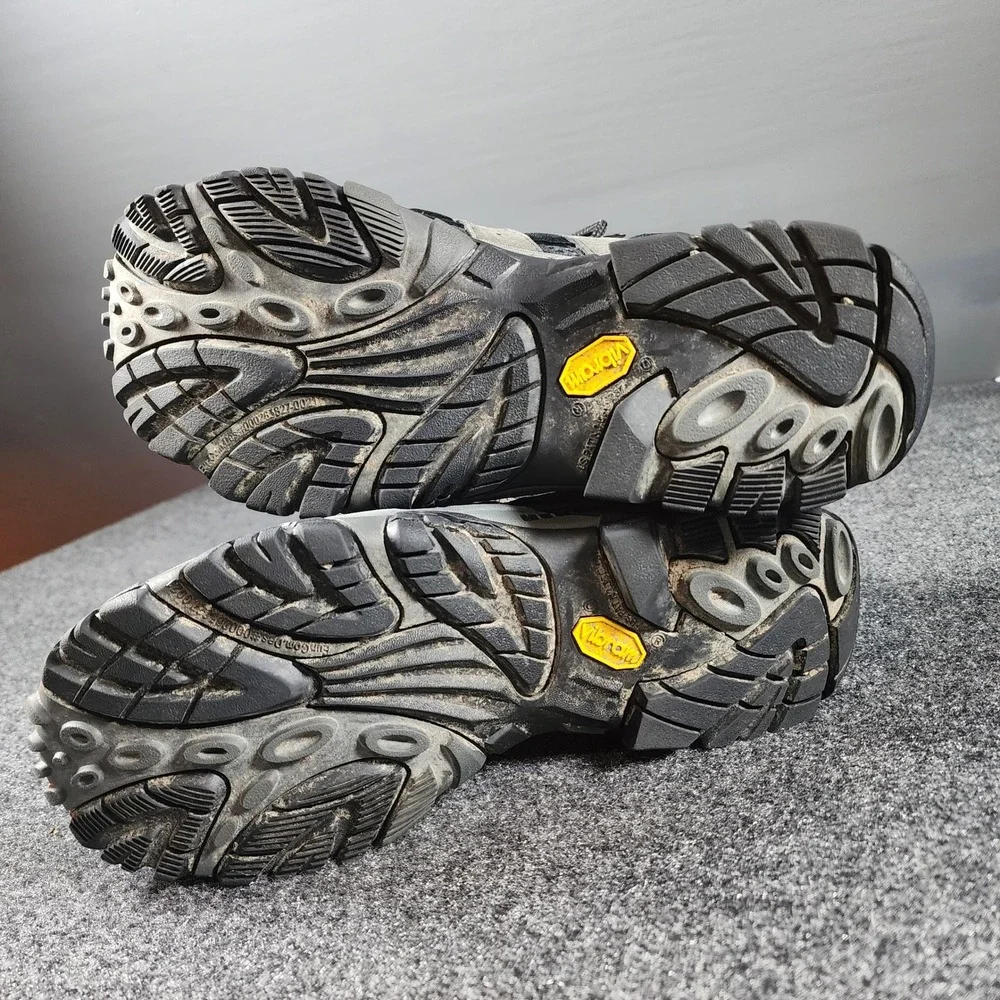 Merrell Moab 2 Mid Waterproof Hiking Boots Mens 9 Grey J06055 Vibram Sole Gorp